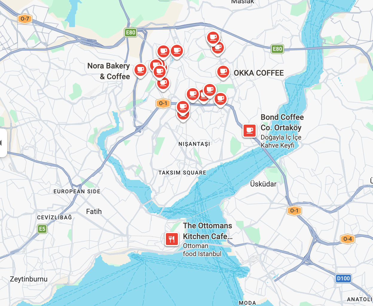 Google Maps Coffee Search